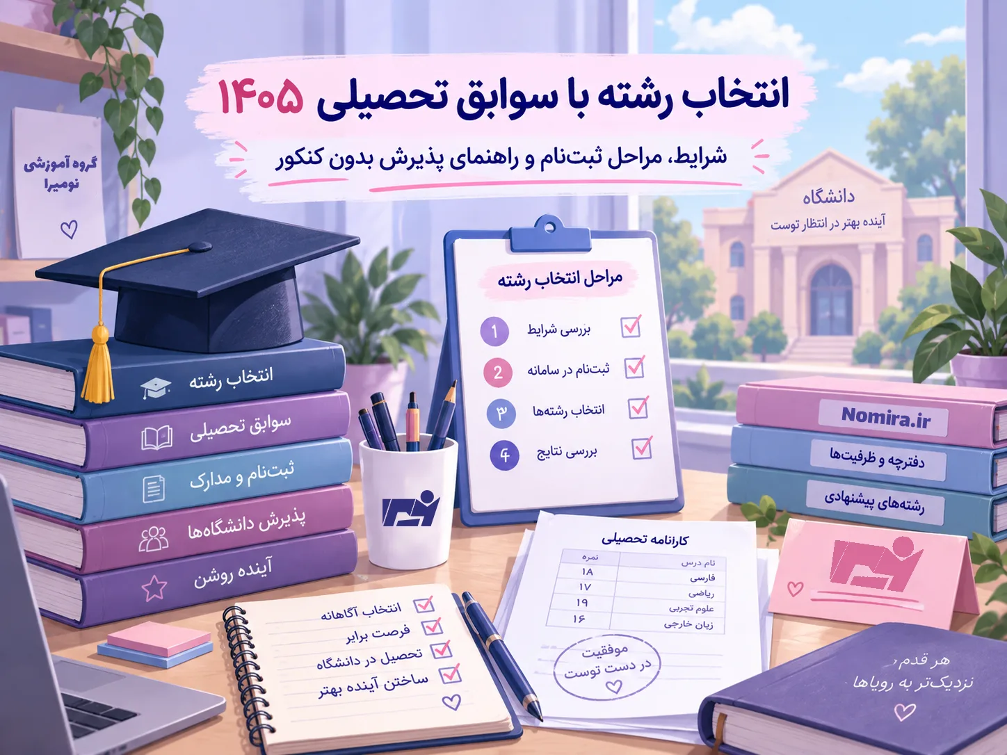 کاور انتخاب رشته با سوابق تحصیلی ۱۴۰۵؛ راهنمای شرایط پذیرش بدون کنکور، مراحل ثبت‌نام و انتخاب رشته دانشگاه‌ها