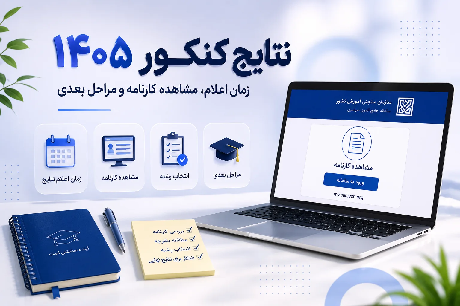 نتایج کنکور ۱۴۰۵؛ زمان اعلام نتایج، مشاهده کارنامه و انتخاب رشته