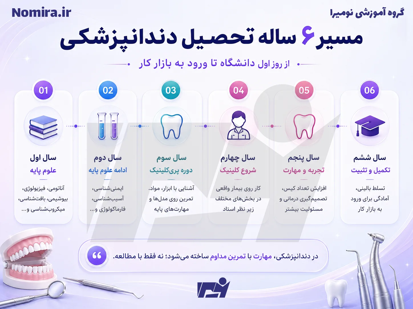 مسیر ۶ ساله تحصیل دندانپزشکی از علوم پایه تا ورود به بازار کار